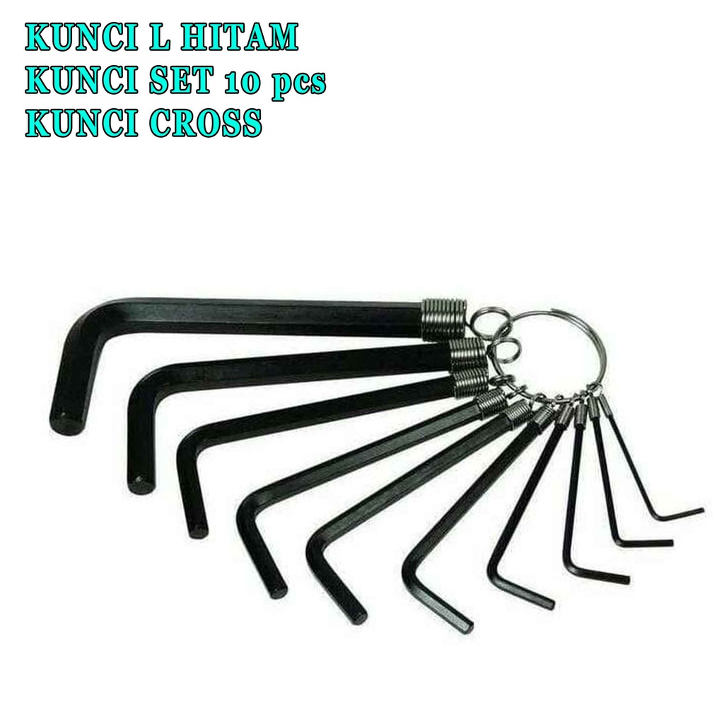 Bend Wrench Set* Kunci L Hitam* Kunci Cross* Kunci Set 10pcs