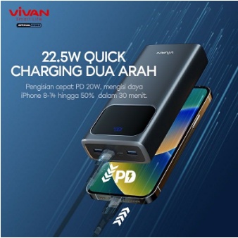 Powerbank Vivan VPB-C30 30000mAh Original 5A/22.5W TYPE-C / USB A QUICK CHARGER POWER BANK