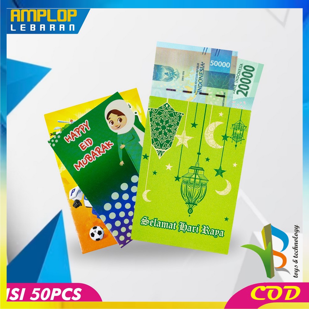 RB-C823 Amplop Lebaran Isi 50PCS Motif Karakter Dompet Uang Hari Raya Idul Fitri / Amplop THR Ampau 