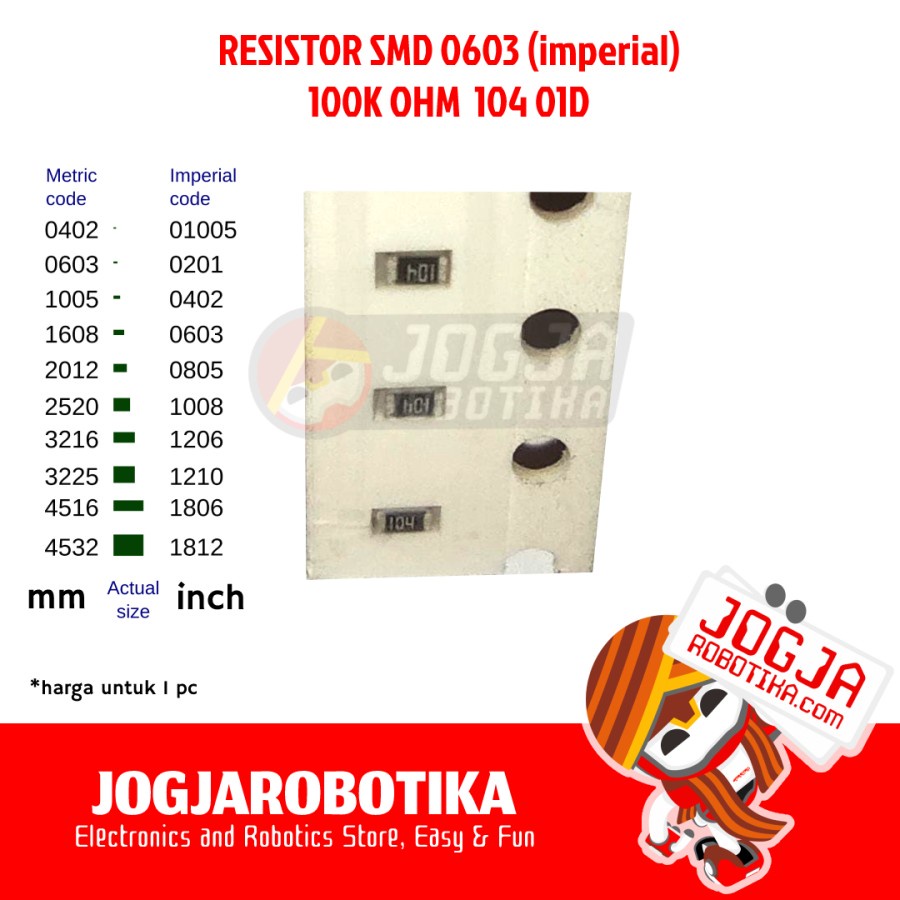 100K OHM 104 01D SMD 0603 RESISTOR