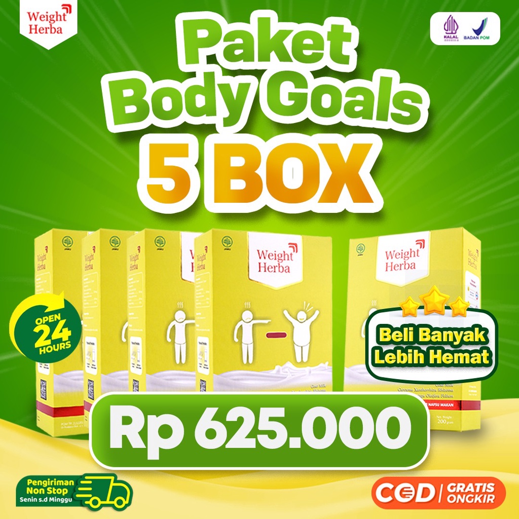 Paket 5 Box Weight Herba - Tingkatkan Berat Badan Secara Signifikan &amp; Turunkan Kadar Gula Darah