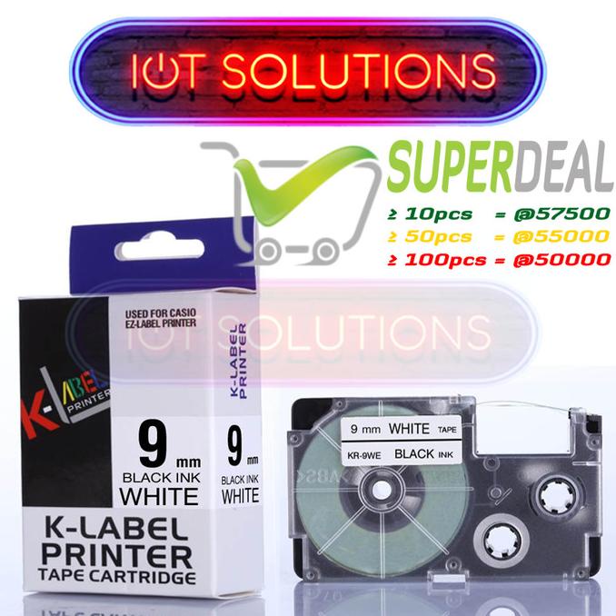 

Label Tape 9mm XR-9WE Compatible Printer Casio KL-60 KL-60SR KL120 EZ