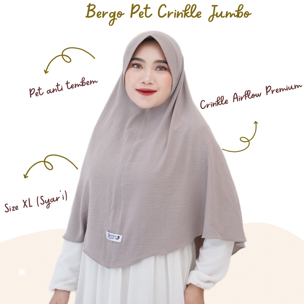 Bergo Pet Crinkle Jumbo/Syar'i by Hanhan Hijab