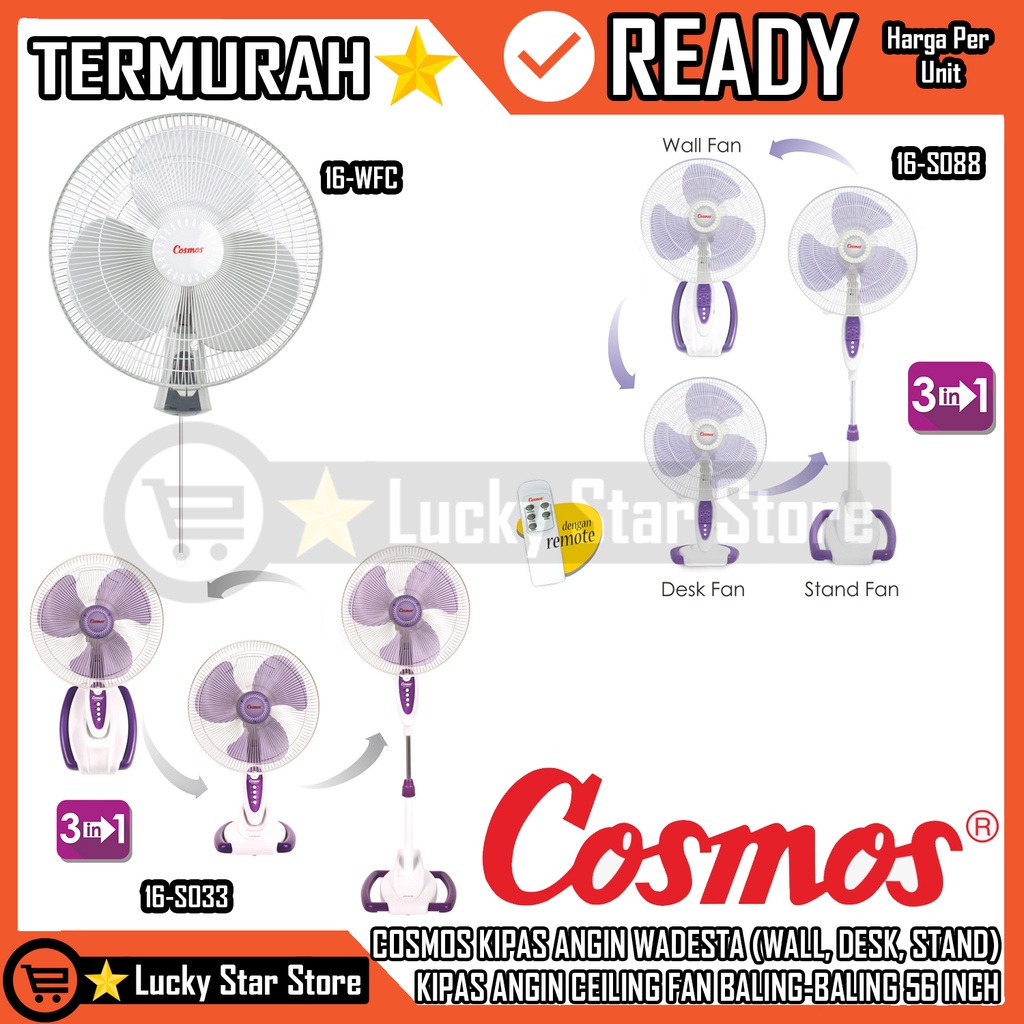 COSMOS KOSMOS KIPAS ANGIN WADESTA (WALL, DESK, STAND)DINDING MEJA BERDIRI TIPE 16-S033 ) BALING-BALI