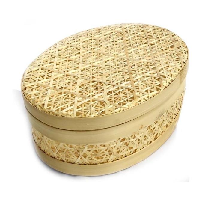 HAMPERS KOTAK KERANJANG BAMBU TAS PARCEL LEBARAN OVAL