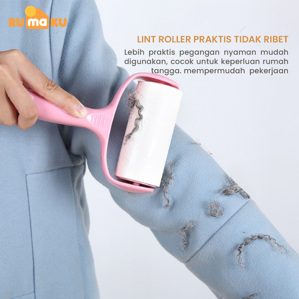 Rumaku Alat Pembersih Bulu Pakaian Hewan Anjing Kucing Rol Sticky Lint Roller