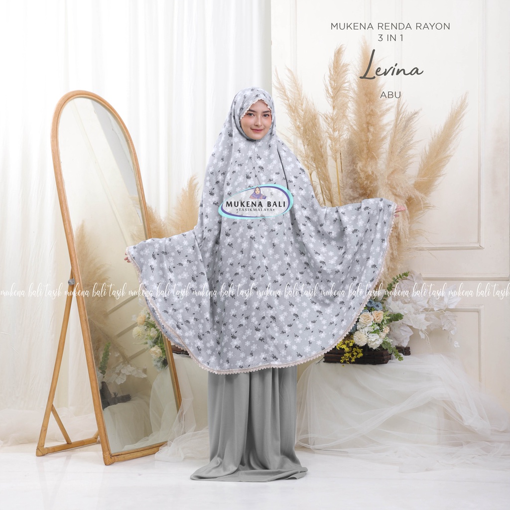 MUKENA BALI TASIK - MUKENA RENDA RAYON DEWASA 3 IN 1 LEVINA