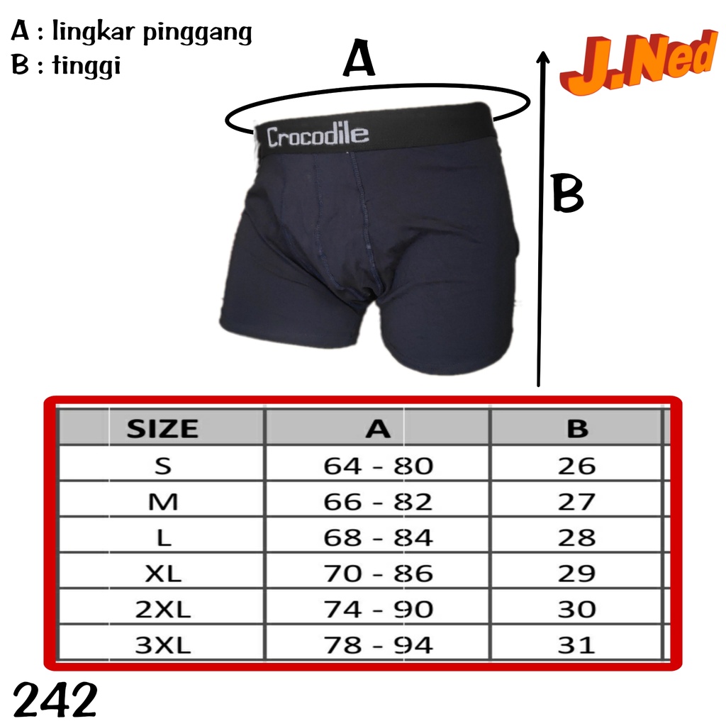 J242D - HARGA 1BOX ISI 2 PCS BOXER PRIA CROCODILE SIZE S - XL