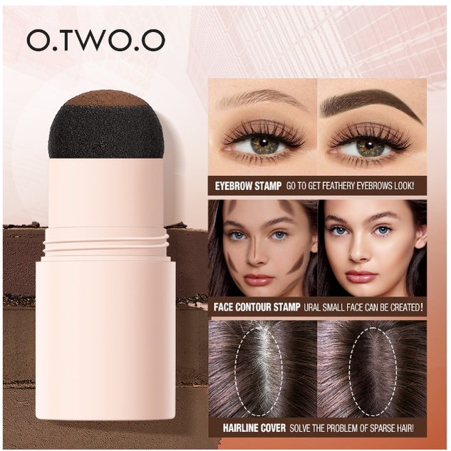 O.TWO.O Lasting Browfun Cushion Eyebrow Powder - Eyebrow Cushion Stamp Waterproof 1 Step Brow Stamp Long Lasting Eyes Makeup With Spoolie Brush