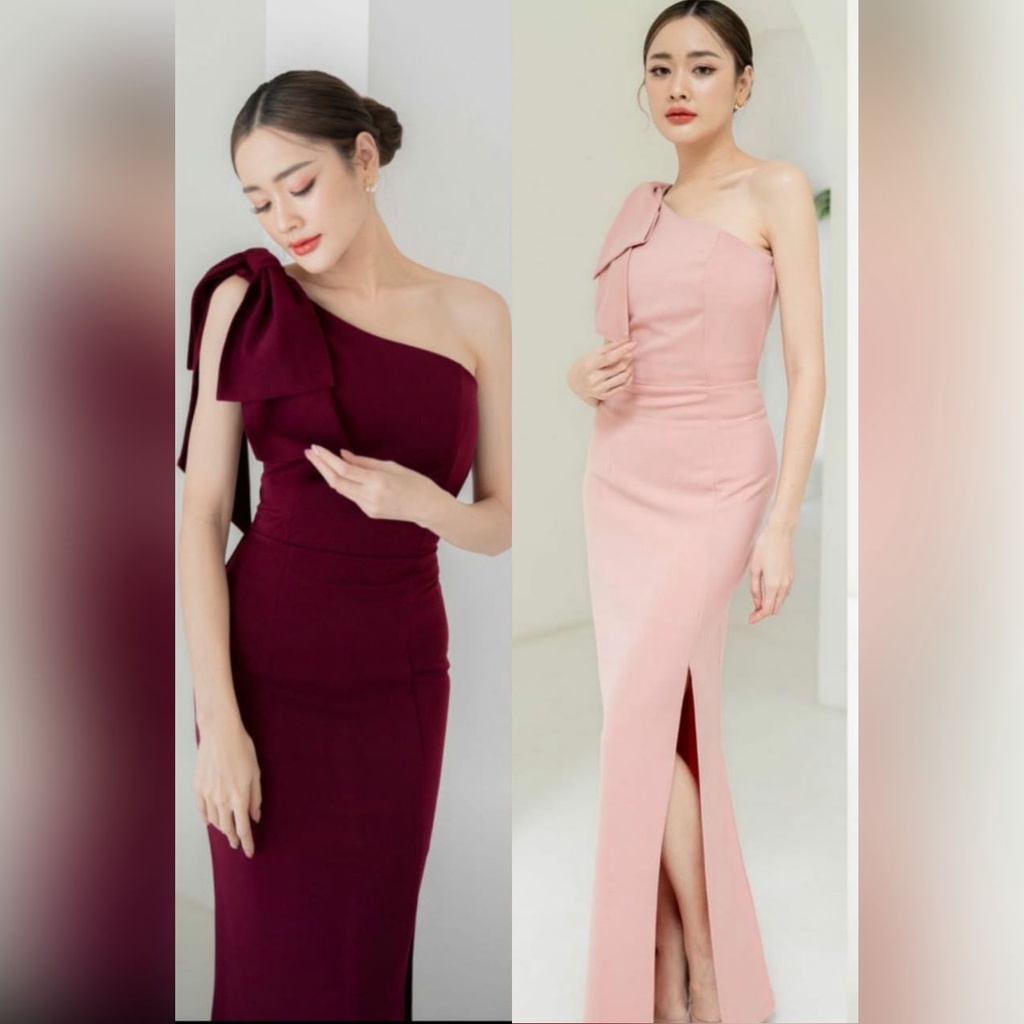 Dress Wanita Casual Glamour Gaun Maxi 22005 Wedding Dress / Gaun Pesta Wanita Panjang Kekinian Bahan