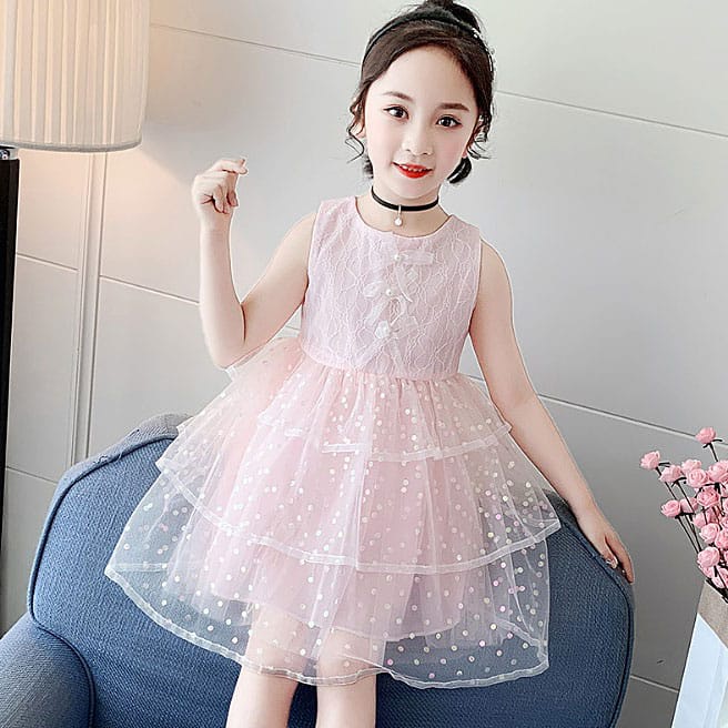 Dress Anak Perempuan Feminine Polkadot Rample