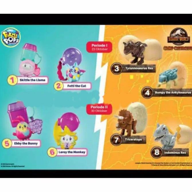 Ready stock] Pikmi Pops Jurassic World Happy Meal McD McDonald Mc Donald Mainan Toy