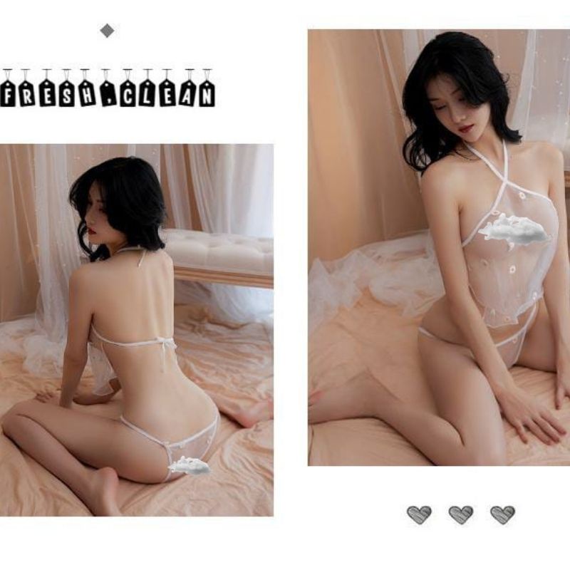 HUES.ID Lingerie Pakaian Dalam Wanita Erotis Transparan Set Baju Tidur Lenceria Erotica 3088