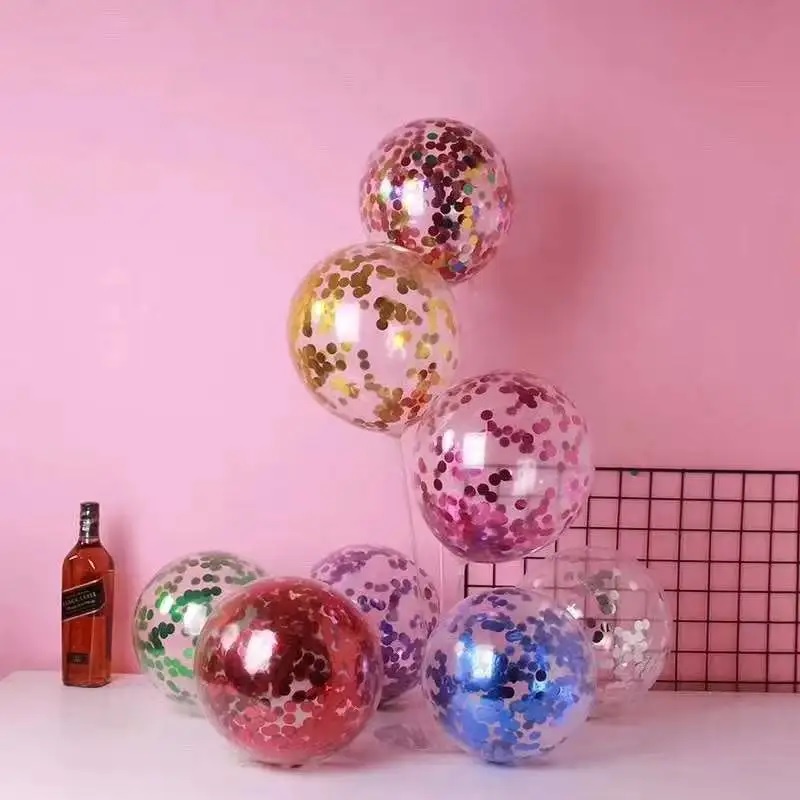 BALON Latex 12 inch TRANSPARAN ISI CONFETTI Warna Warni SATUAN