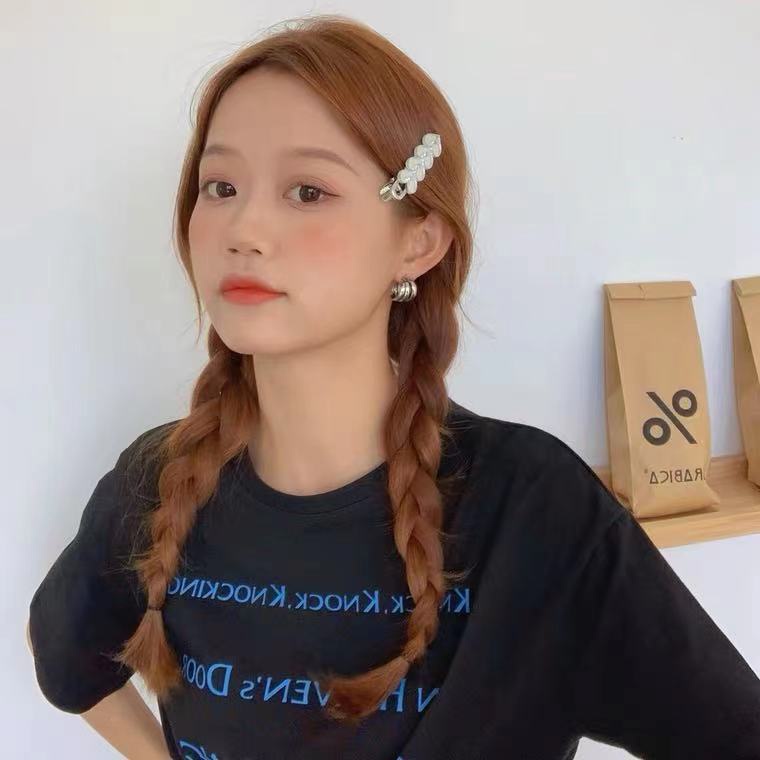 Simple Flower Love Mirror Hairclip Duck Bill Jepit Rambut Gadis Poni Klip