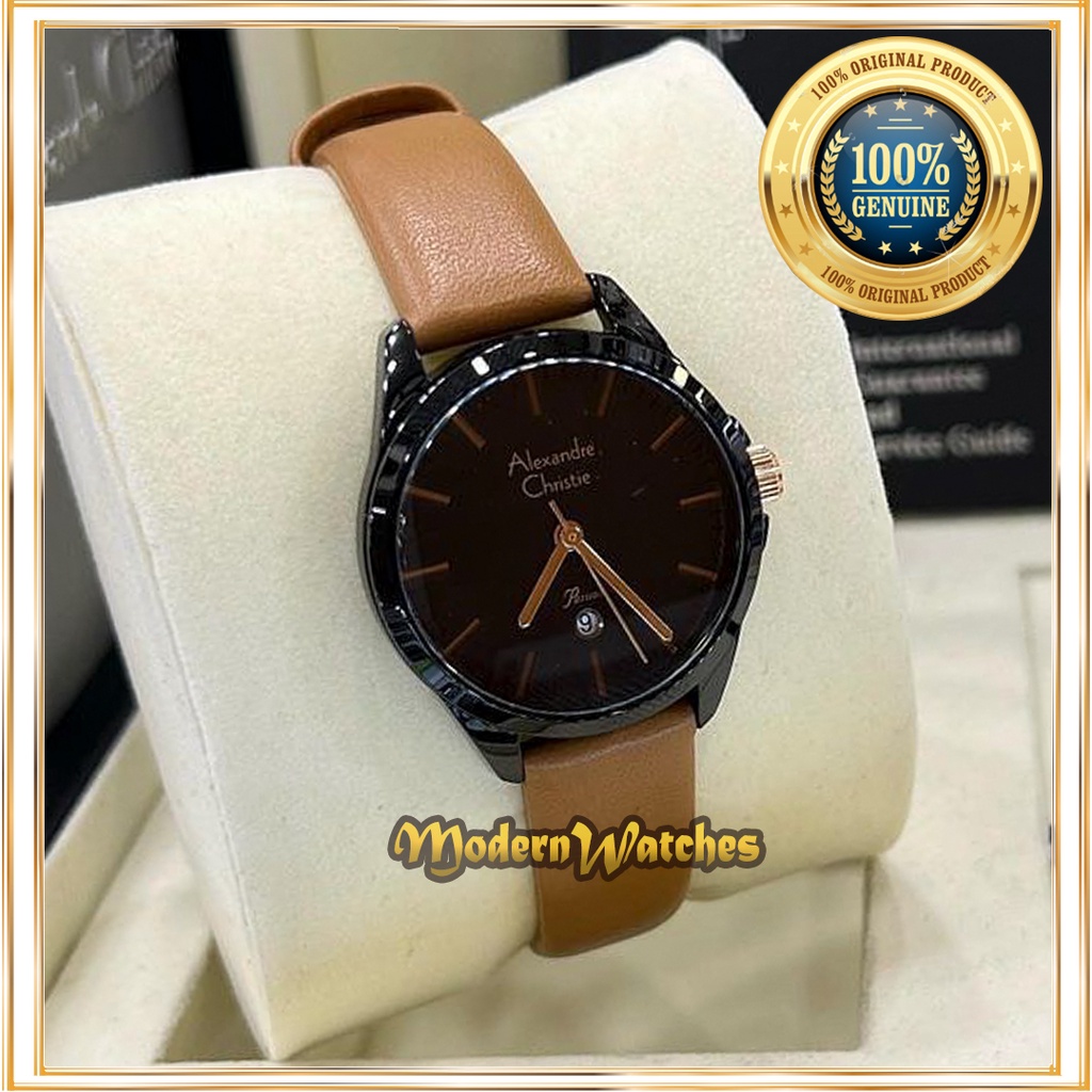 Jam Tangan Alexandre Christie Wanita Terbaru Ori AC 2957 Full Rosegold Pink Alexander Tali Kulit