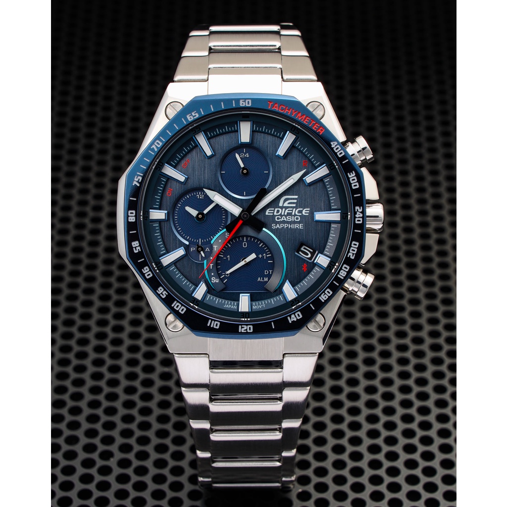 Jam Tangan Pria Casio EDIFICE EQB-1100XDB-2A EQB-1100 Chronograph Navy Dial Silver Steel