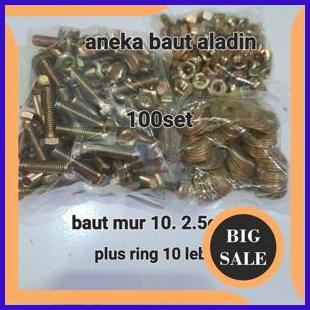 baut mur 10. 2.5cm plus ring isi 100set 1M4R23 tools n parts