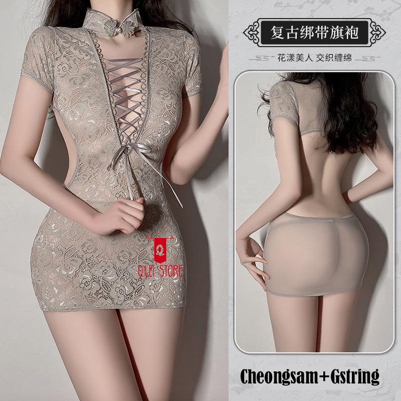 Lingerie Sexy Hot Cosplay Cheongsam Anime Lace Baju Tidur Wanita Dewasa Sleepwear 3613