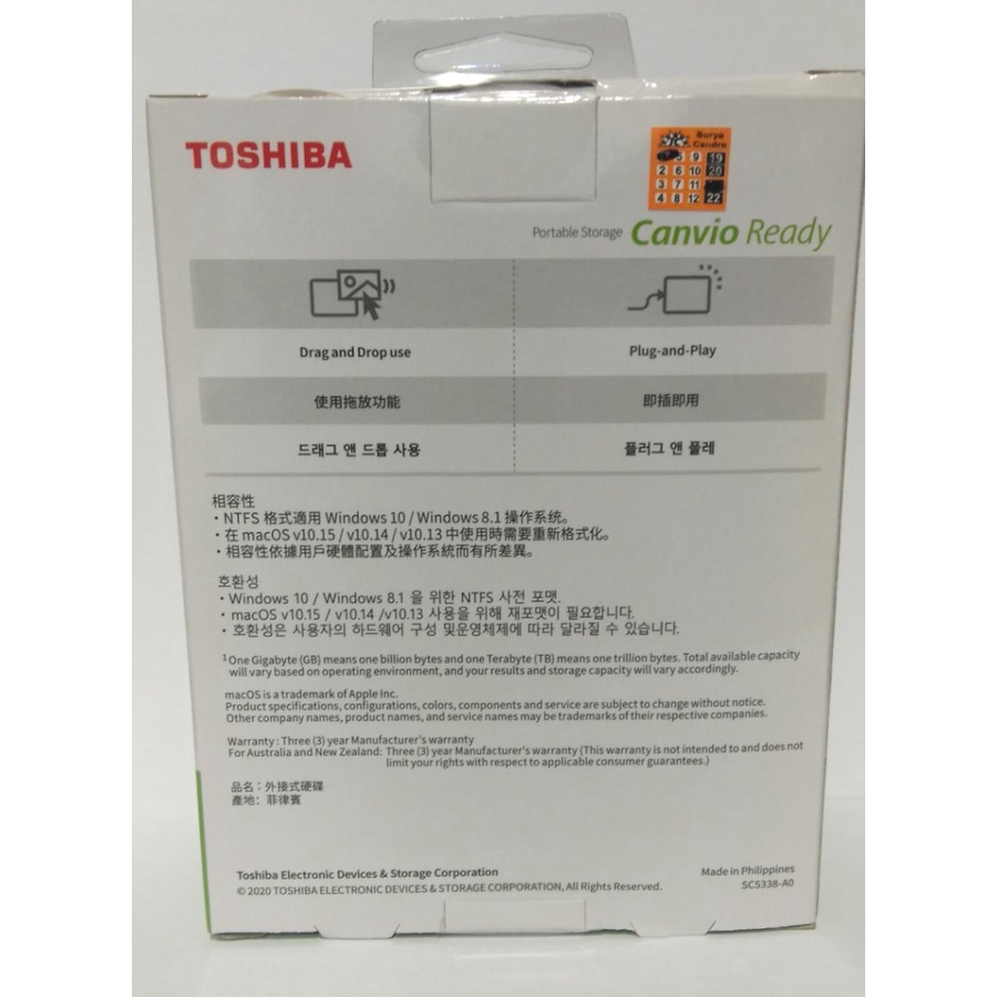 Hdd eksternal toshiba CANVIO 1tb garansi resmi