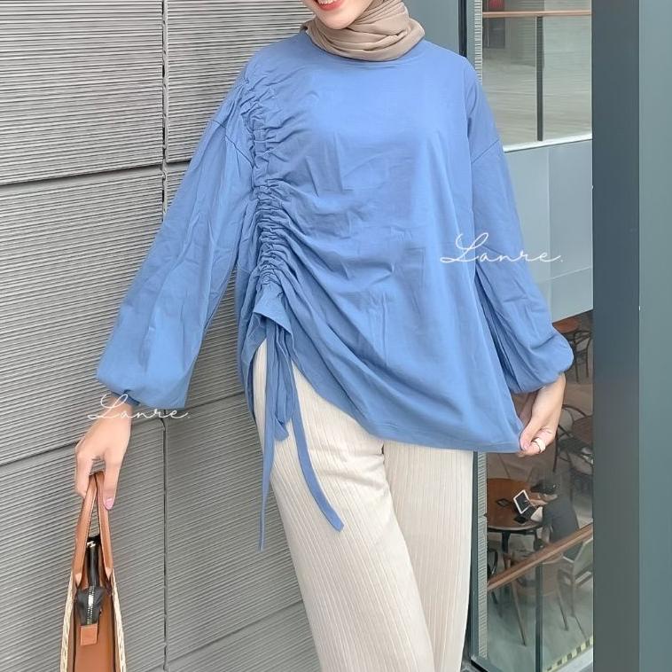 New Stock senorita blouse serut - Blouse Tali Serut - Blouse Serut Tangan - blouse Katun Oversized S