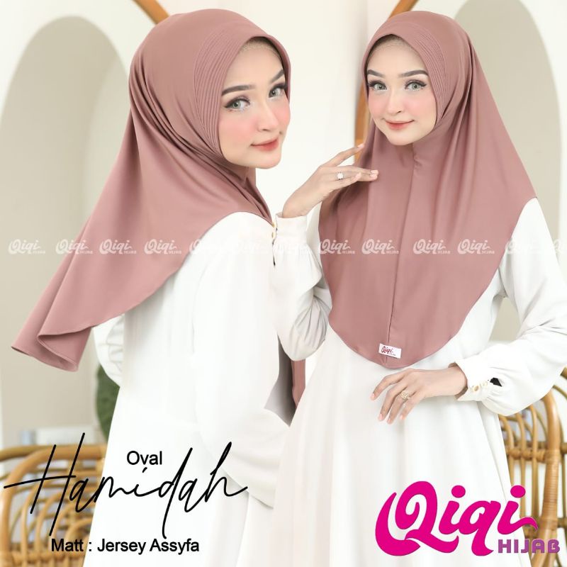 [ Qiqi hijab ] HAMIDAH OVAL GRADE A••hijab instan oval••hijab instan jersey premium