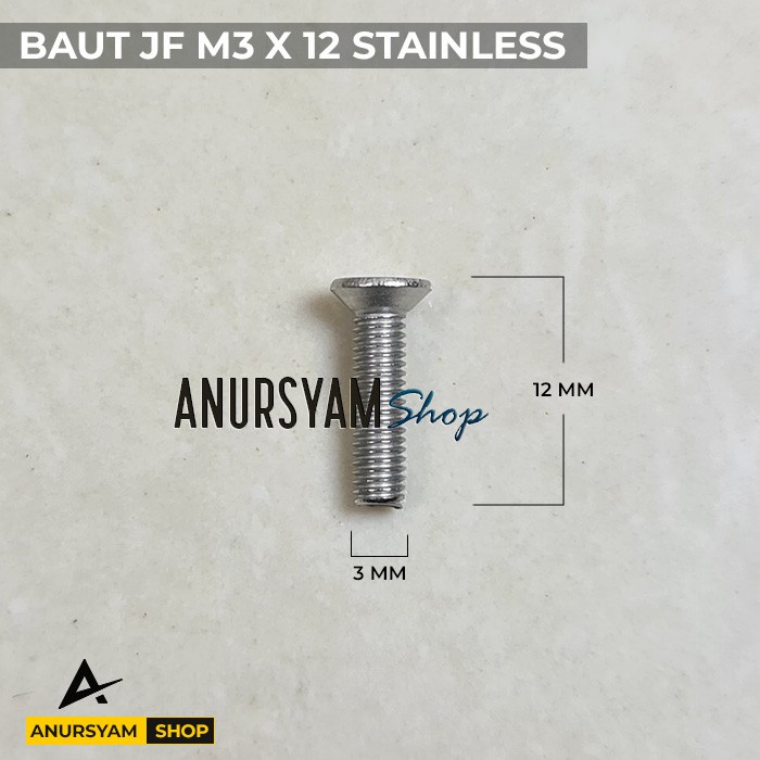 Baut JF M3 x 12 Stainless SS 304 | Baut M3 x 12 Stainless