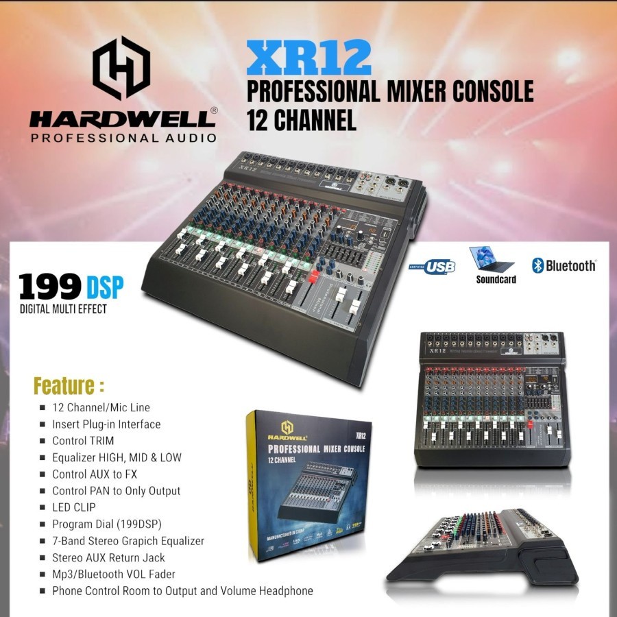 Mixer Audio Hardwell XR 12 XR-12 XR12 Mixer 12 Channel