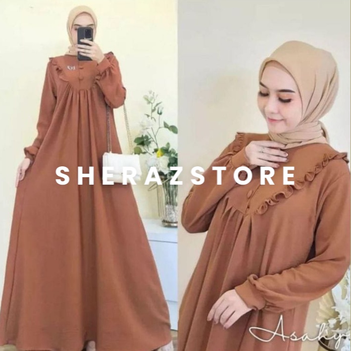 ASAHI MAXI S M L XL XXL XXXL 5L Gamis Putih Hitam Wanita Jumbo Ld 120 130 140  Bahan Crinkle Airflow Terbaru 2023