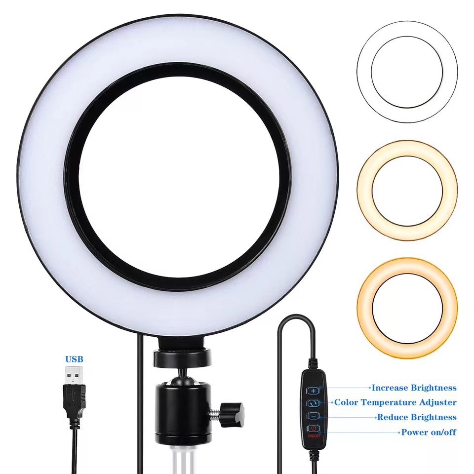 MMM Ring Light LED 16cm + Tripod 2,1 Meter Make Up Vlog Lampu Live Selfie Besar