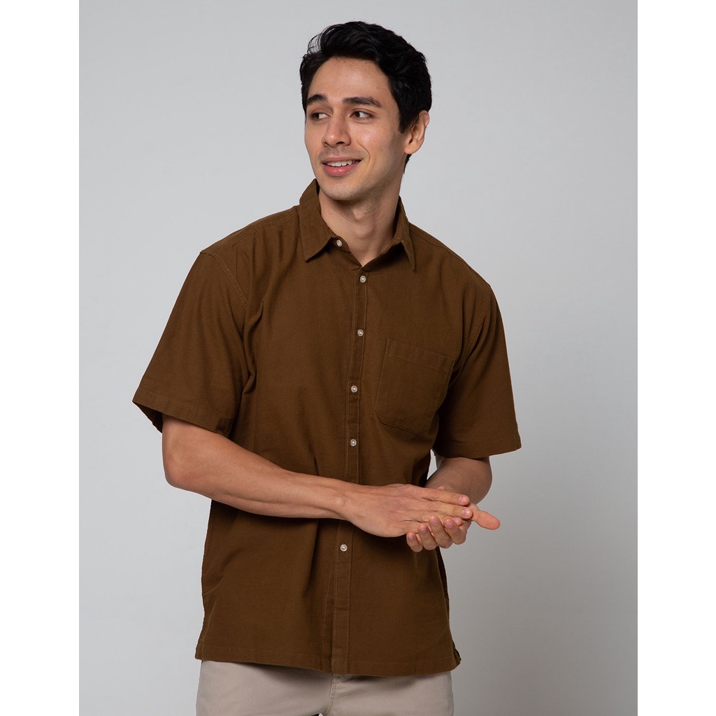 Scotch Kemeja Pendek Linen Polos Pria 114625541