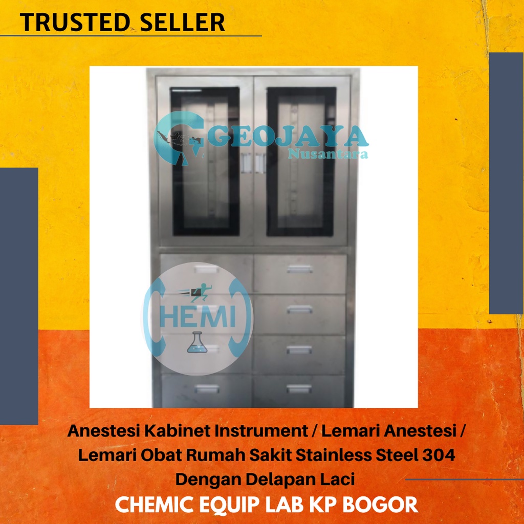 Anestesi Kabinet Instrument / Lemari Anestesi / Lemari Obat Rumah Sakit Stainless Steel 304 Dengan D