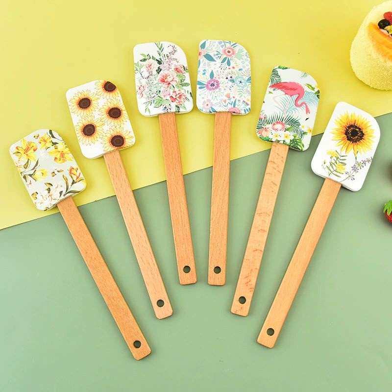 SPATULA SILIKON/SILICONE UTENSILS SUTIL UKURAN 27CM×6CM MOTIF SUMMER FLOWER BUNGA MATAHARI SUNFLOWER