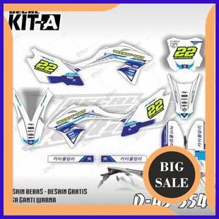 Stiker decal motor klx 150 bf terbaru WARNA PUTIH LIST BIRU sticker striping dekal klx150 bf D-A3-55