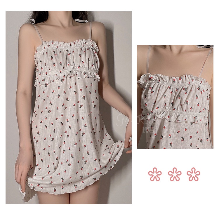 UNINICE [Pengiriman Rahasia] COD Daster Tali Satu Kekinian Terbaru Bunga Kecil Baju Tidur Sexy