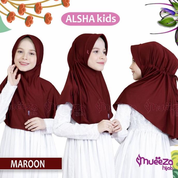 NEW Kerudung Anak SD Instan Serut / Jilbab Bergo Anak Alsha M By Mueeza