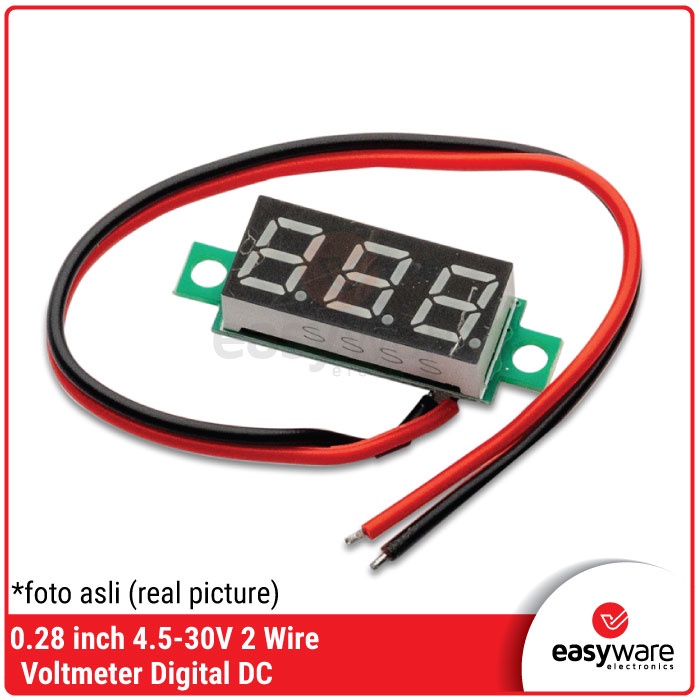 VOLTMETER DIGITAL MERAH 0.28 INCH 2 WIRE DC 4.5V - 30V RED