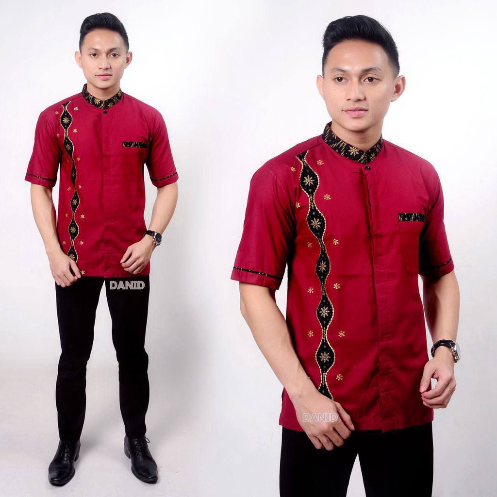 Baju koko lengan pendek pria dewasa terbaru koko batik koko bordir murah koko putih pendek terlaris