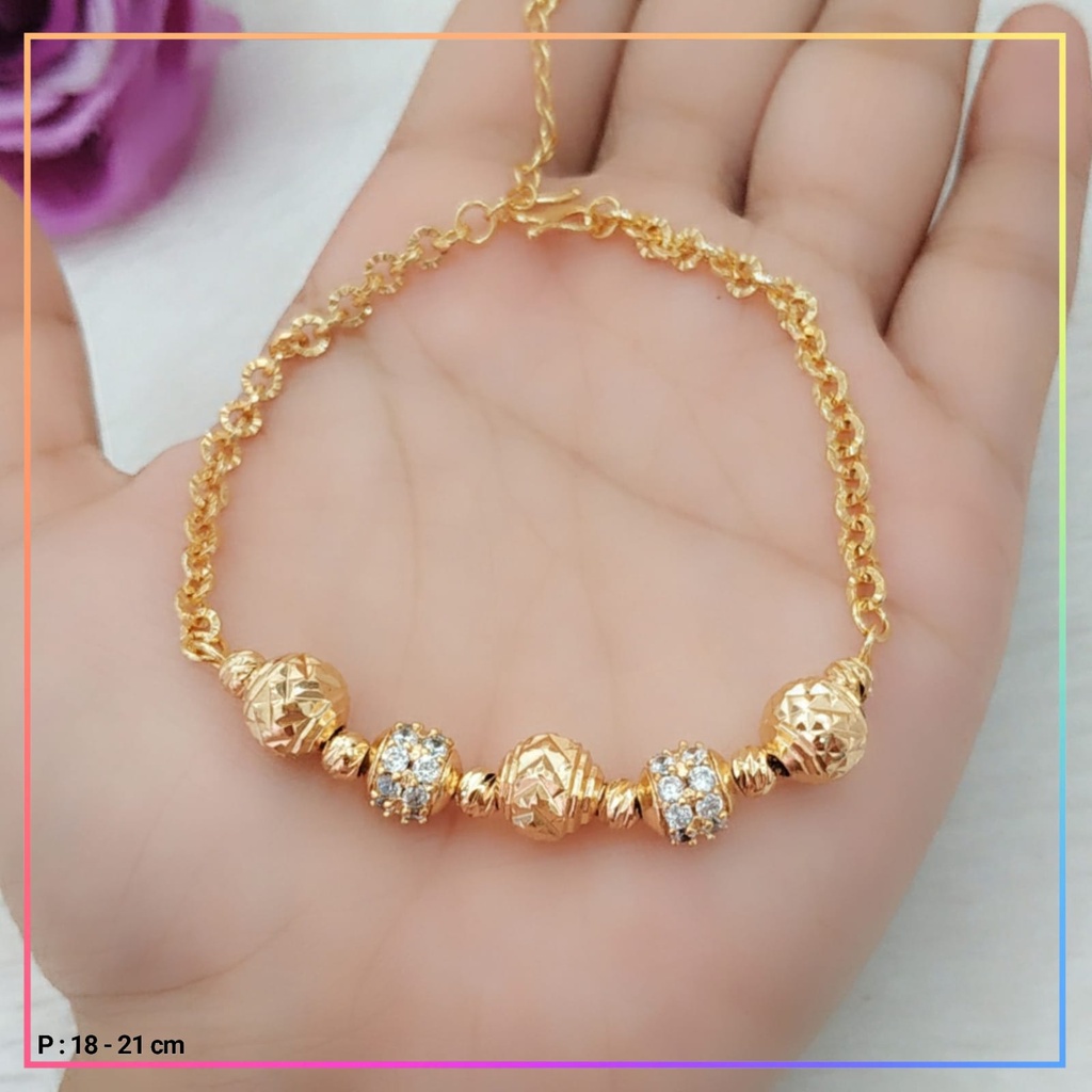 Gelang xuping gelang dewasa rantai bola permata perhiasan lapis emas gold GL 372