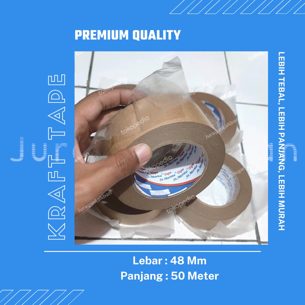

Lakban Kraft Tape Besar 48mm x 50 Meter Premium / lakban kertas