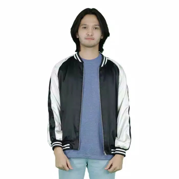 jaket sukajan varsity polos/jaket baseball pria/jaket bomber cowok