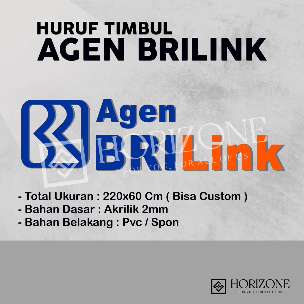Huruf Timbul Akrilik BRILink 220x60 Cm Fullset