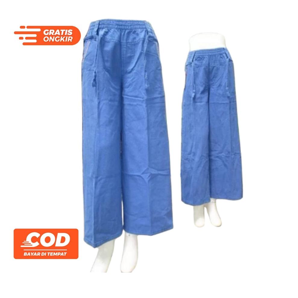 HOT SALE Y87 Kulot Jeans Ribbon / Kulot Levis Panjang Jumbo Wanita ㅝ