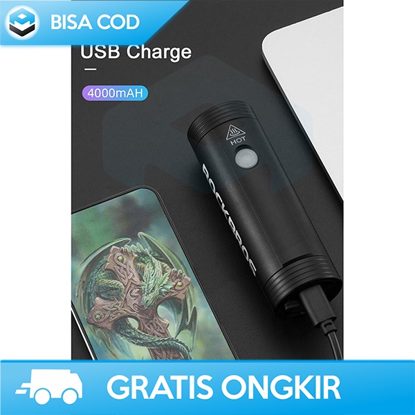 LAMPU DEPAN SEPEDA RECHARGEABLE 400 LUMENS 2000MAH WATERPROOF IPX3