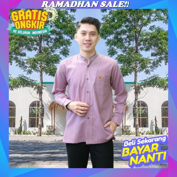 Baju Koko Pria Lengan Panjang Terbaru 2023 Putih Original El Rumi Al Qorina Alena Atasan Muslim Dewa