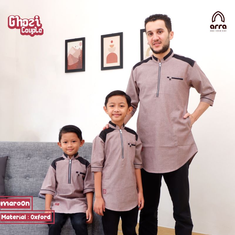 Arra Baju Koko Couple Kurta Pakistan Ayah Dan Anak Laki Laki Lengan Pendek Ghazi Original Premium Baju Muslim Pria