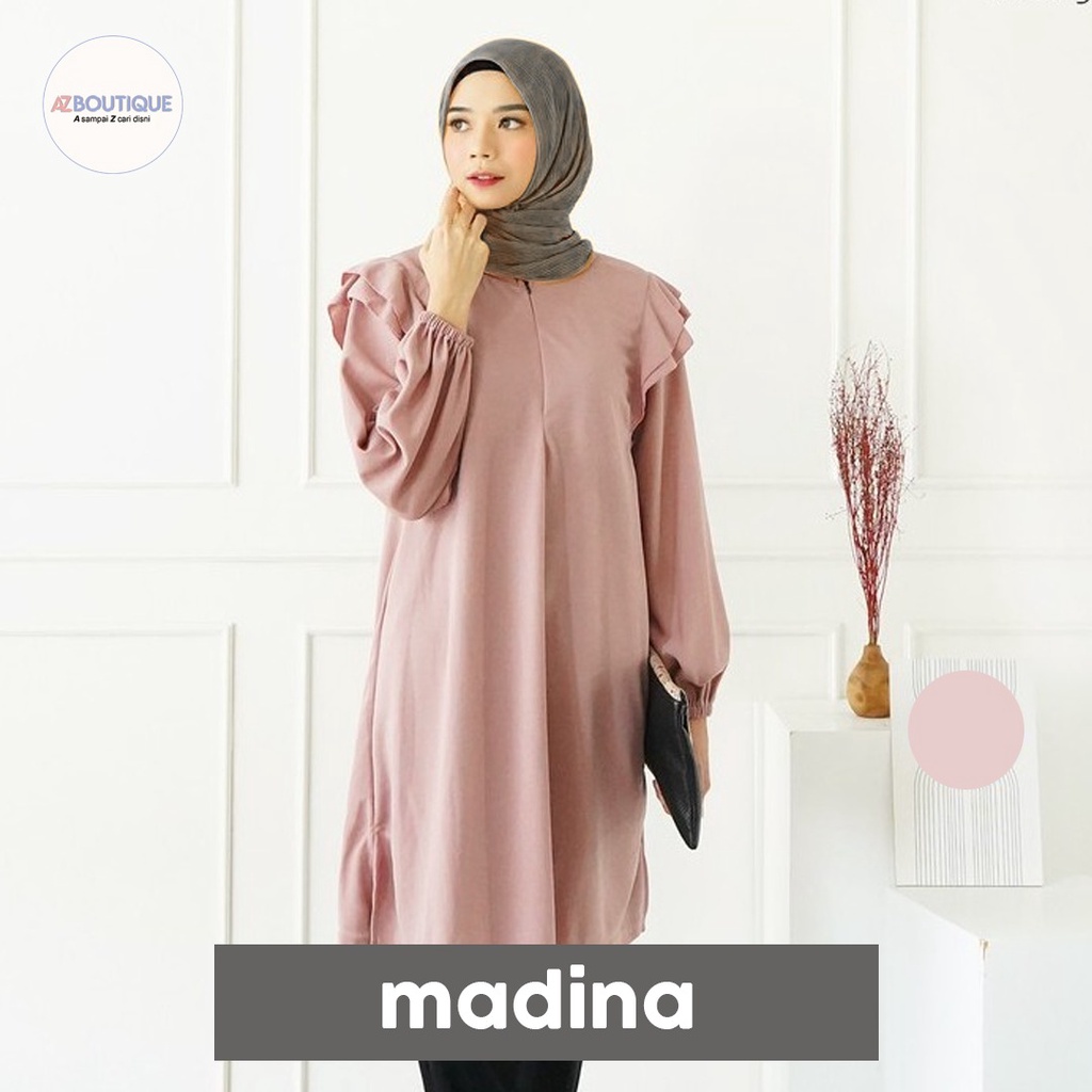 Madina Blouse Rayon Twill Tunik TUNIK MODERN TUNIK PREMIUM TUNIK JUMBO GAMIS MUSLIM WANITA GAMIS DEW