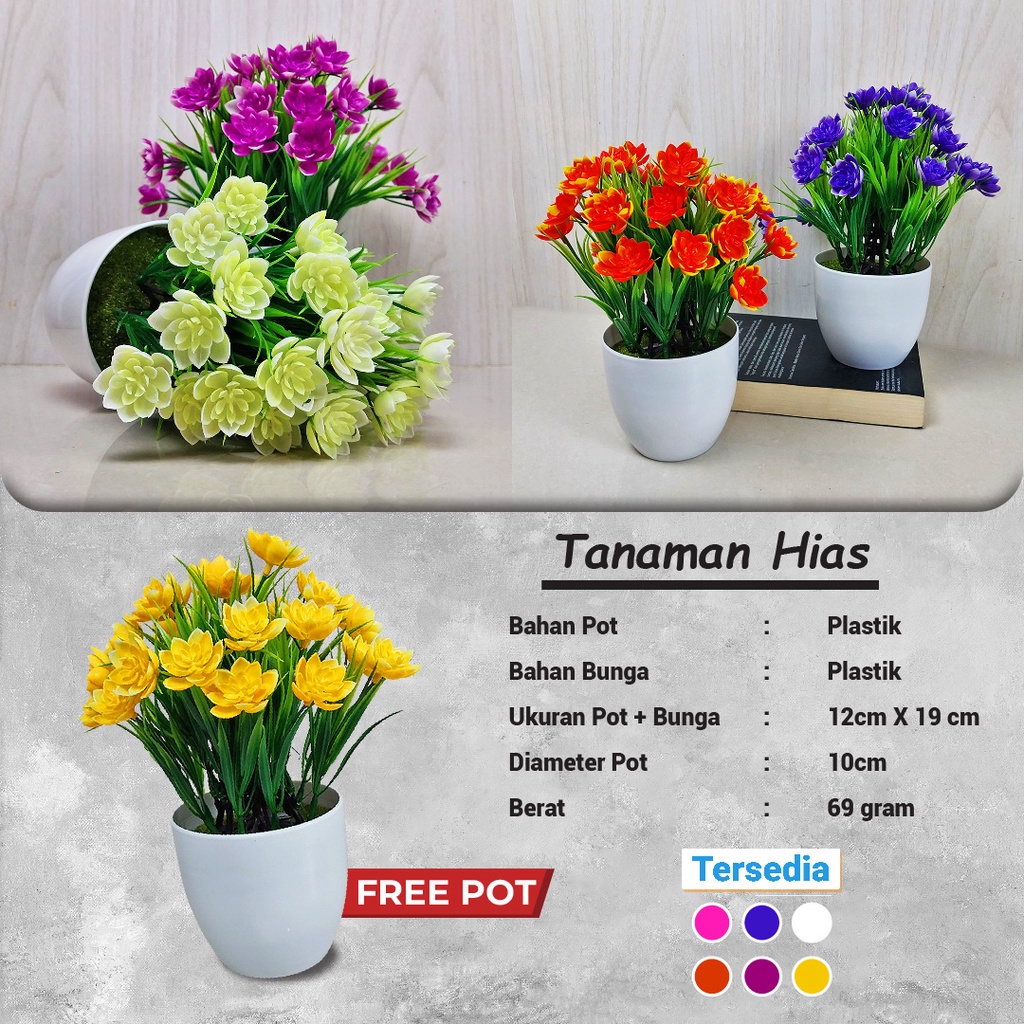 Satu7an PBP23 Tanaman Bunga Plastik Tanaman Hias Bunga Kamelia Ornamen Bonsai Pot Bunga Hias Artificial Flower