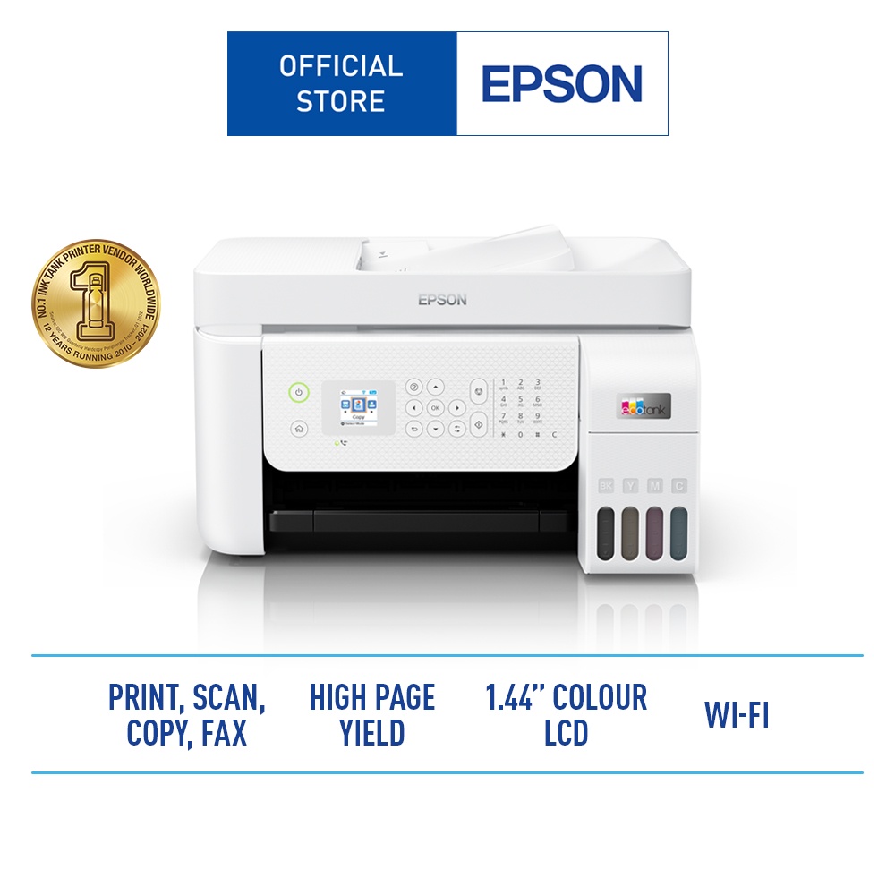 Epson Ecotank Printer L5296 Wireless All in One With ADF - Scan Copy Up to F4 (Putih)