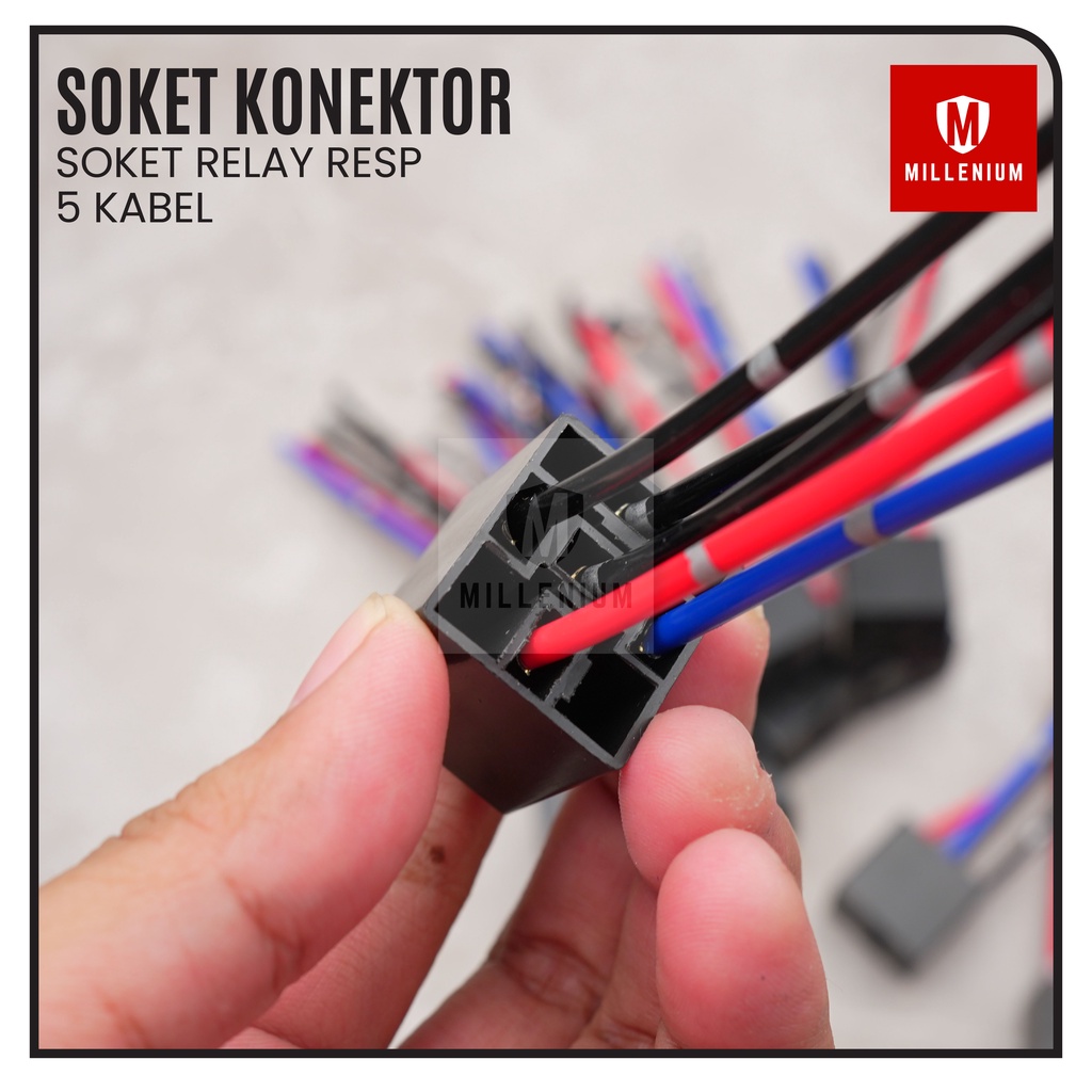 SOKET RELAY RE5P KAKI 5 PIN + KABEL BINTIK / RUMAH RELAY SOCKET RELAY